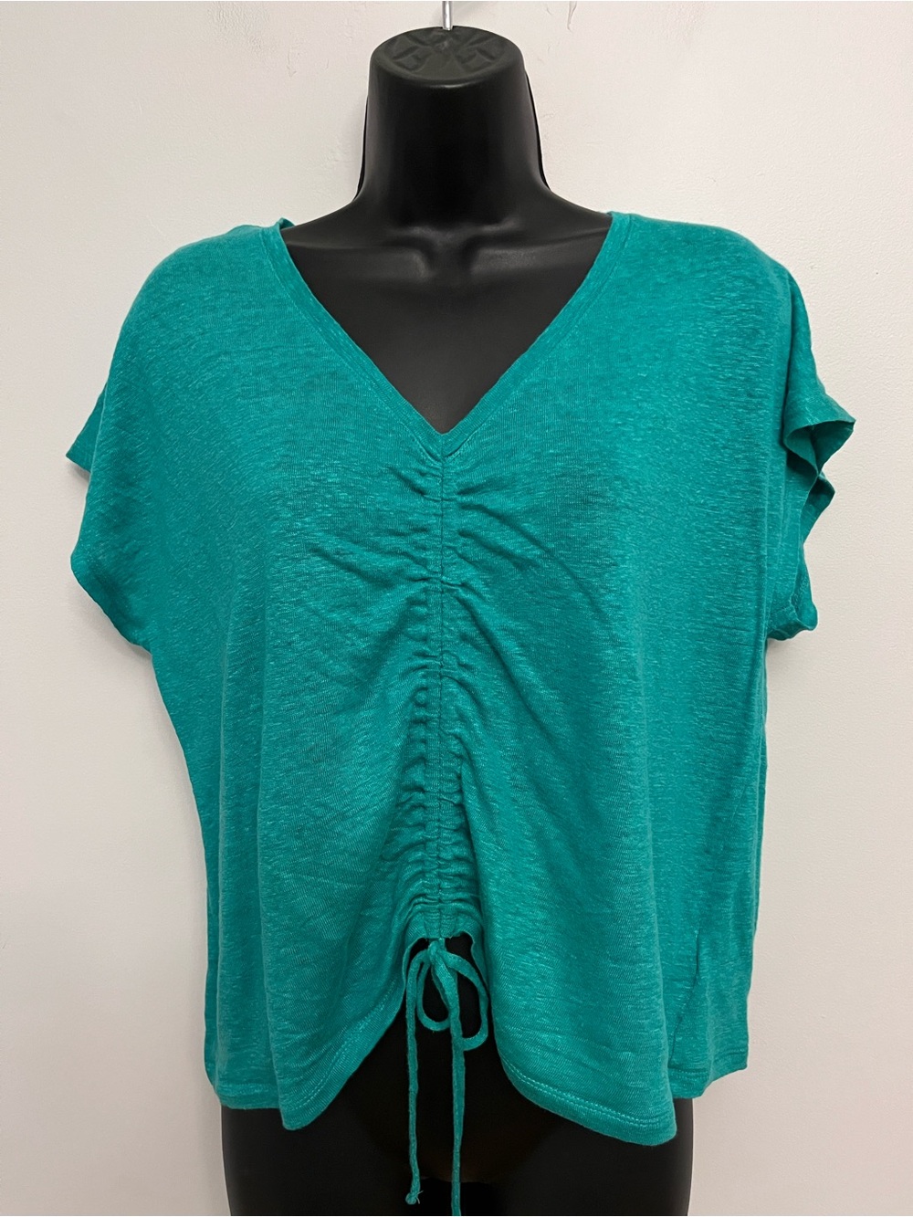 Cynthia Rowley Linen Cinched Front Top with Adjustable Drawstring, Size M